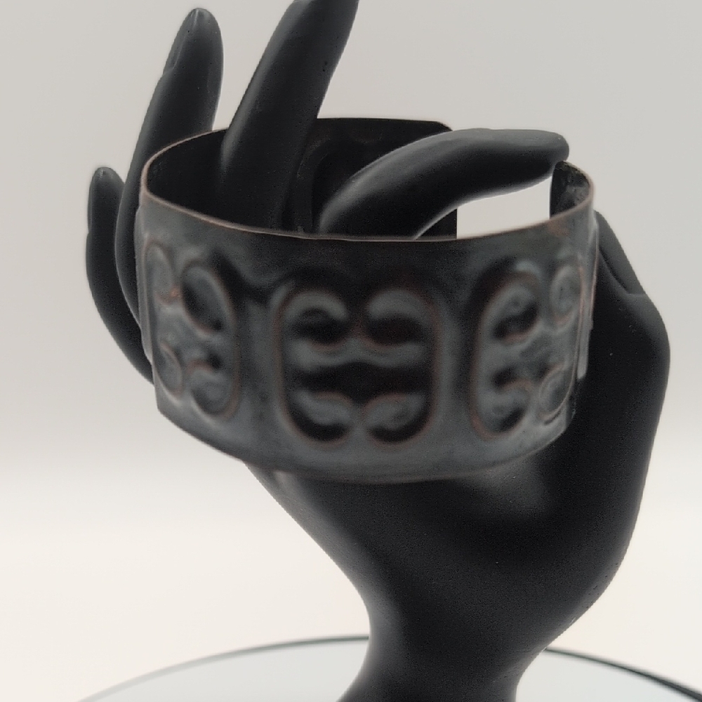 Dark Copper Toned Embossed Cuff Bracelet
